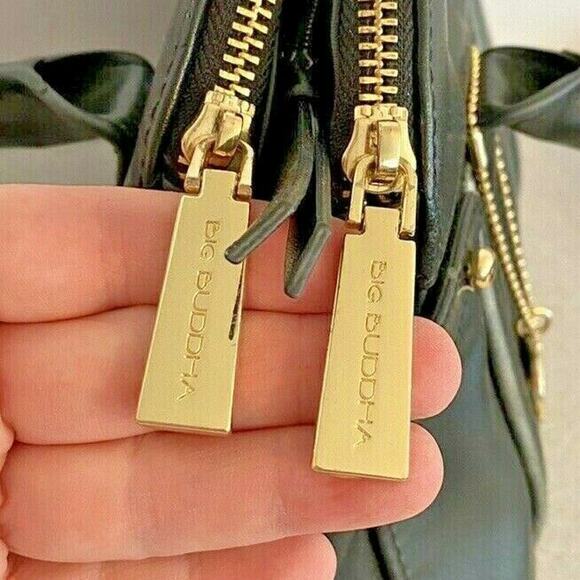 Big Buddha Black Vegan Leather Top Handle Purse - Picture 4 of 11